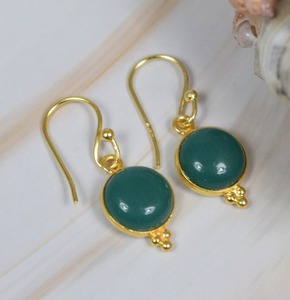 Joyería de moda para mujer, pendientes de piedras preciosas de ónix verde, pendientes de plata de ley sólida 925 para mujeres y niñas, Pendientes colgantes de plata - Product Image 4