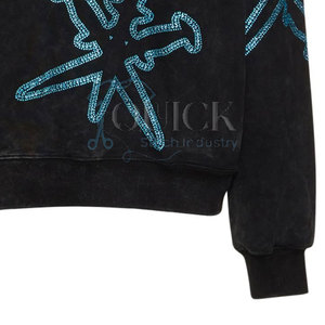 Sudaderas con capucha para hombre de diseño personalizado de poliéster/algodón de invierno ecológicas transpirables ligeras con diamantes de imitación - Product Image 4