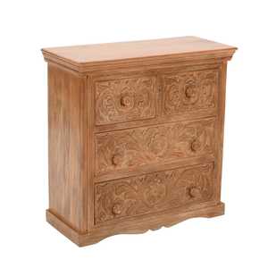 Commode En Bois De Manguier Sculpté De 4 Tiroirs - Product Image 2