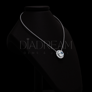 Fine Jewelry Collier pour femme avec pendentif rond en argent sterling 925 avec halo de diamant Moissanite pour fiançailles ou mariage - Product Image 4