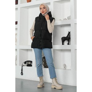 Gilet matelassé décontracté sans manches à col rond avec fermeture éclair pour l'extérieur - Product Image 1
