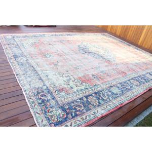 พรมวินเทจขนาด 10.2x12.7 ฟุต พรมตุรกี พรมสีน้ำเงินไล่เฉด พรมขนสัตว์ - Product Image 2