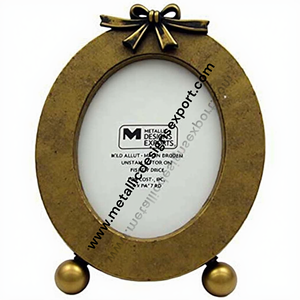 Marco de fotos de latón ovalado Vintage moderno con acento de arco, marcos de fotos de Metal de mesa rústica, decoración clásica, acabado antiguo - Product Image 6