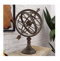 Globo Terráqueo de Aluminio de Alta Calidad, Mapa del Mundo Art Deco, Diseño Moderno, Hecho a Mano, Acabado Negro Pulido, Decoración Educativa para Oficina y Hogar