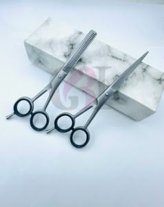 Tijeras de Peluquería y Entresacado para Diestros de Alta Calidad, Totalmente Plateadas, con Mango Largo de Acero Inoxidable, Instrumentos de Belleza con Logotipo Personalizado - Product Image 4