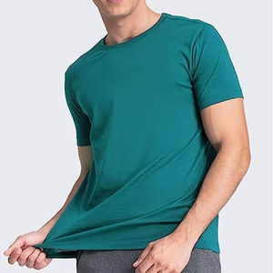 T-shirt à manches courtes en coton lourd pour homme, design de logo personnalisé, couleur verte unie, haute qualité, taille plus, musculation, tricoté - Product Image 1