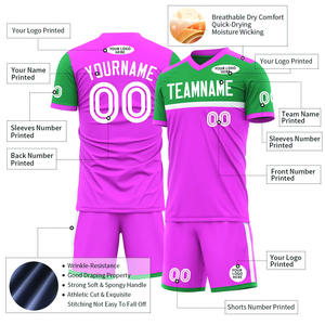 Custom <b>Pink</b> <b>Short</b> Sleeve Soccer Uniform Training Outfit Sportswear football jersey & <b>shorts</b> Kit - Product Image 3