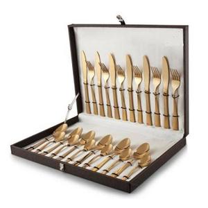 Ensemble de couverts en laiton doré fait à la main avec des poignées en forme de feuille, taille personnalisée, vaisselle, ensemble de couverts en Inde - Product Image 2