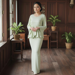 2025 Viral Modest Embroidered Eco-Friendly Kebaya <b>Cardigan</b> Manufacturer Cey Crepe Ironless Tak Payah Gosok Ready Stock Pastel - Product Image 1