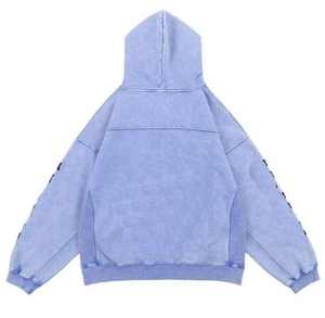 Sweat à capuche unisexe d'hiver en polaire de haute qualité, avec logo personnalisé sur le devant, style vintage, délavé à l'acide, poche, écologique - Product Image 4