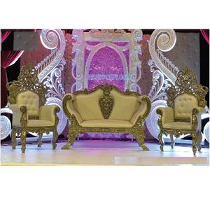 Luxurious Wedding Stage Couch & <b>Chairs</b> Set Indian Wedding <b>Reception</b> Stage Royal Sofa Set Splendid Wedding Stage Sofa Set Decor - Product Image 1