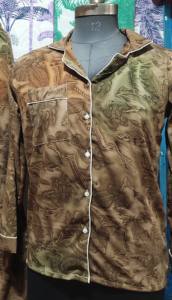 Conjunto de pijama Floral de mezcla de seda de invierno/verano de diseño único para mujer, Sari de seda transpirable informal de lujo con estilo cómodo - Product Image 4