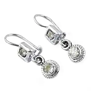 925 Sterling Silver White Topaz <b>Drop</b> <b>Earrings</b> for Women Dangle <b>Fashion</b> Jewelry - Product Image 1