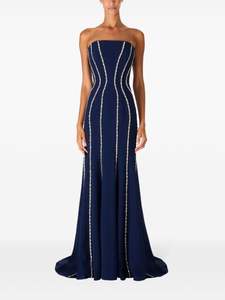 Sans manches sans bretelles sirène Silhouette Maxi robe de soirée naturel respirant paillettes fêtes de bal formelle Satin antistatique - Product Image 2