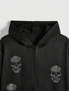 New fashion Unisex Rhinestones hoodies durable fabric <b>top</b> trending reasonable rate Rhinestones men's hoodies with high quality - Product Image 3