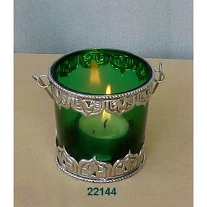 Silver Metal & Green <b>Glass</b> Tealight Votive Lantern Candle Holder for Wedding Christmas Thanksgiving Party <b>Dining</b> <b>Table</b> Decor - Product Image 1