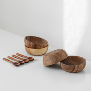 Juego de Vajilla de Lujo de Madera de Acacia, Cuenco de Madera Maciza para Sopa, Arroz, Soporte para Cubiertos de Bebé, Instalación de Material PET, Tazones para Mezclar - Product Image 6