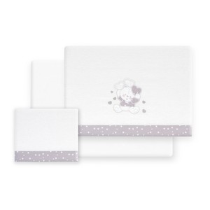 Juego de Sábanas para Bebé de 3 Piezas, Oso Corazones, Franela Tejida, Ropa de Cama para Cuna con Diseño de Personajes, Modelo OSO CORAZONES - Product Image 1