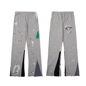 กางเกงขาบานของผู้ชายกางเกงขาบานแบบเรียงซ้อนกันสาดสีผ้าฝ้ายฝรั่งเศสเทอร์รี่100% งานตามสั่ง OEM - Product Image 3