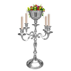 Vente chaude Vintage Nouvelle Arrivée Métal Aluminium Candélabre 5 Bras Bougeoir Taille Personnalisée Argent Fini De Table De Mariage - Product Image 5