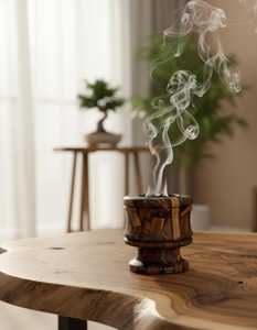 Brûleur de Bakhoor élégant en résine transparente et bois d'acacia, chambre à fumée pour l'aromathérapie intérieure, encens religieux à la coriandre - Product Image 4