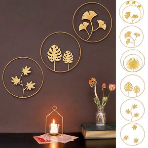 Metal diseño más simple hoja en los anillos acento artesanía pared paisaje fácil montaje Metal pared artes marco para la decoración del hogar - Product Image 1