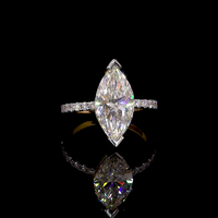 Bague de fiançailles et de mariage en or jaune champagne 14 carats de luxe, sertie de diamants de laboratoire taille marquise de 3 carats, certifiés IGI D VVS2, avec pavé