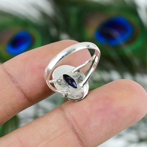 Best Design Classic Lolite Agate Cabochon Women's <b>Ring</b> Handmade 925 Sterling Silver Rhodium Prong Setting Trendy Wedding Fashion - Product Image 6