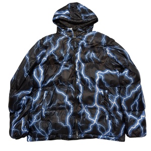 Qualité supérieure Unique Noir Foudre Imprimé Manteau Bouffant Capuche Taux de gros Nouveaux Hommes à la mode Porter Veste Bouffante - Product Image 1