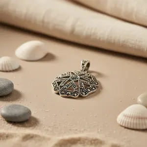 Pendentif en argent 925 plaqué rhodium Art Déco, or rose, pour cadeau femme - Product Image 3