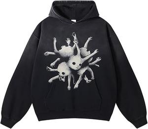 Venta al por mayor personalizado de gran tamaño gota hombro Sudadera con capucha recortada de manga larga Y2k Harajuku peso pesado grueso Sudadera con capucha - Product Image 2