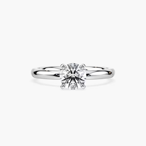 Bague de fiançailles en diamant de laboratoire de 1,00 carat, taille ronde allongée, sertie en solitaire, or massif 14 carats, bague de mariée classique pour femmes - Product Image 1