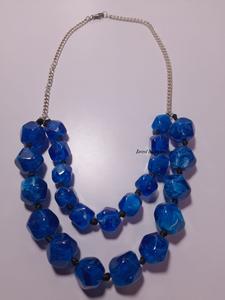 Best Trendy Blue Resin <b>Necklace</b> With Diamond and Flower Shape Javed Handicrafts' Handmade Chain for Women Men Wedding Parties - Product Image 2