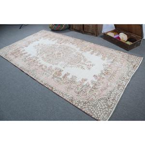 Tapis vintage 5,1 x 9,5 pieds, tapis turc, tapis en laine blanc patchwork - Product Image 4