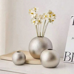Nordic Luxury Silver Frosted Round Ball Shape <b>Vase</b> Best Selling 2026 Wedding Decoration <b>Unique</b> Floor Flower <b>Vase</b> Customization - Product Image 1