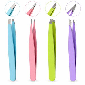 Juego de Pinzas para Cejas Coloridas de Acero Inoxidable, Puntas Inclinadas y Anguladas, Herramienta de Belleza para Depilación de Precisión, Kit Multicolor - Product Image 4