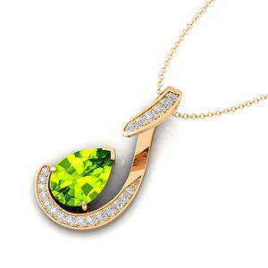 Pierre précieuse de péridot naturel taillé en poire et pendentif à breloque en diamant véritable en or massif 18 carats pendentif personnalisé bijoux fins de mariée OEM ODM - Product Image 5