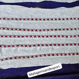 Pulsera de Plata de Ley 925 con rubí rosa y circón blanco, estilo hip-hop personalizado - Product Image 2