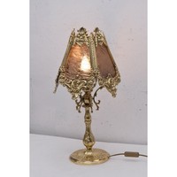 Lampe exclusive en laiton sur pied Lampe de style rococo Lampe de bureau en verre abat-jour Lampe de bureau Idée cadeau de luxe