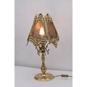 Lampe exclusive en laiton sur pied Lampe de style rococo Lampe de bureau en verre abat-jour Lampe de bureau Idée cadeau de luxe - Product Image 6