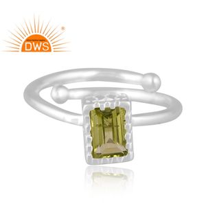 Nuevo diseño de plata esterlina fina peridoto natural piedra preciosa anillo ajustable fabricante de joyería personalizada - Product Image 2