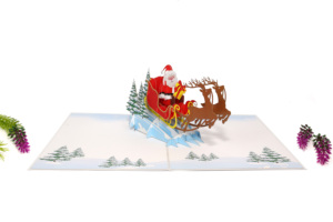 Ventas a granel Artesanía 3D Popup Santa Claus Paper Craft Fairy Style Tarjeta de felicitación de Navidad con 'Feliz Navidad' - Product Image 4