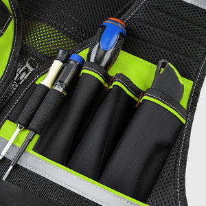 Allround Reflective Safety Tool Vest for Electricians Multi-Pockets <b>Zipper</b> <b>Heavy</b> <b>Duty</b> Workwear Outdoor Vest - Product Image 5