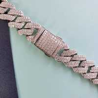 Chaîne cubaine Monaco 10 mm en argent sterling 925 avec moissanite, collier hip-hop, bijoux tendance, cadeau de fête pour homme