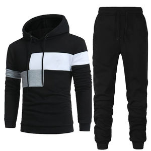 Otoño Invierno patchwork color chándal Sudadera con capucha + Pantalones con cordón conjuntos de 2 piezas sudaderas deportivas para hombre correr ropa deportiva - Product Image 1