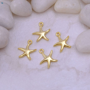 Colgante de Estrella de Mar de Latón, Conectores de Dijes Oceánicos para Collar, Abalorio Dorado para Fabricación de Joyas, Anillo Individual para Bisutería - Product Image 3