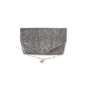 Bolso de Noche Brillante con Cadena y Decoración de Piel Sintética Plateada con Estampado de Leopardo, Adornado con Piedra en Forma de Corazón, Diamantes de Imitación y Metal para Ocasiones Especiales - Product Image 1