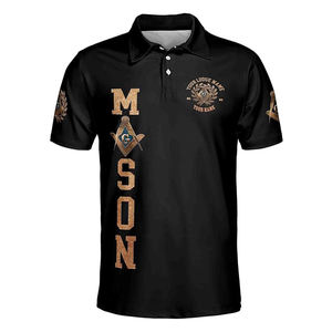 Polo de manga corta hecho a medida de alta calidad para hombre con nombre personalizado Master Mason Freemason Bronze Emblem - Product Image 5