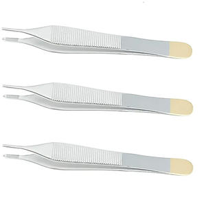3 fórceps alemanes T/C Adson Tissue Kocher 1X2 dientes 4,75 "con instrumentos quirúrgicos reutilizables de acero inoxidable - Product Image 4