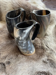 แก้วมักลายวัวฮอร์นแบบกำหนดเองแก้วเบียร์พร้อมที่จับทำด้วยมือของแท้ - Product Image 4